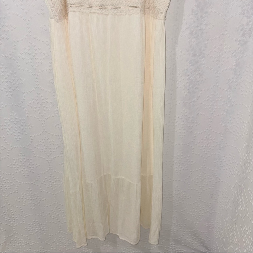 LC Lauren Conrad Cream Crochet Floral Embroidered Boho Maxi Dress Size XXL - Picture 3 of 9
